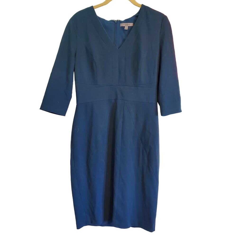 Classiques Entier Deep Navy V-Neck Long Sleeve Sheath Dress
